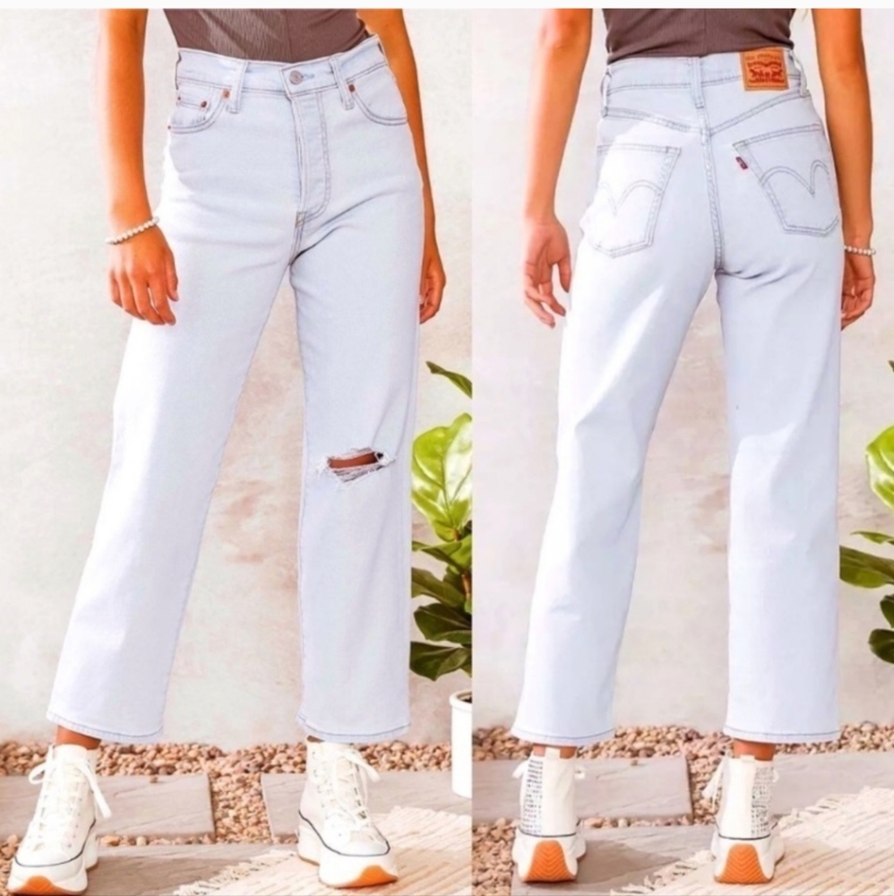 Levi’s Ribcage Straight Ankle High Waisted Jeans in Space Ripple size 28